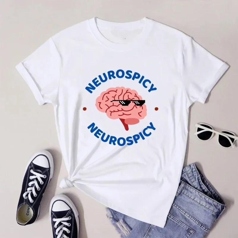 Camiseta Trendy Women Neurodiversity Top Shirt Neurospicy Tshirt Funny Neurodivergent Tshirts Aesthetic Clothes Streetwear Tops