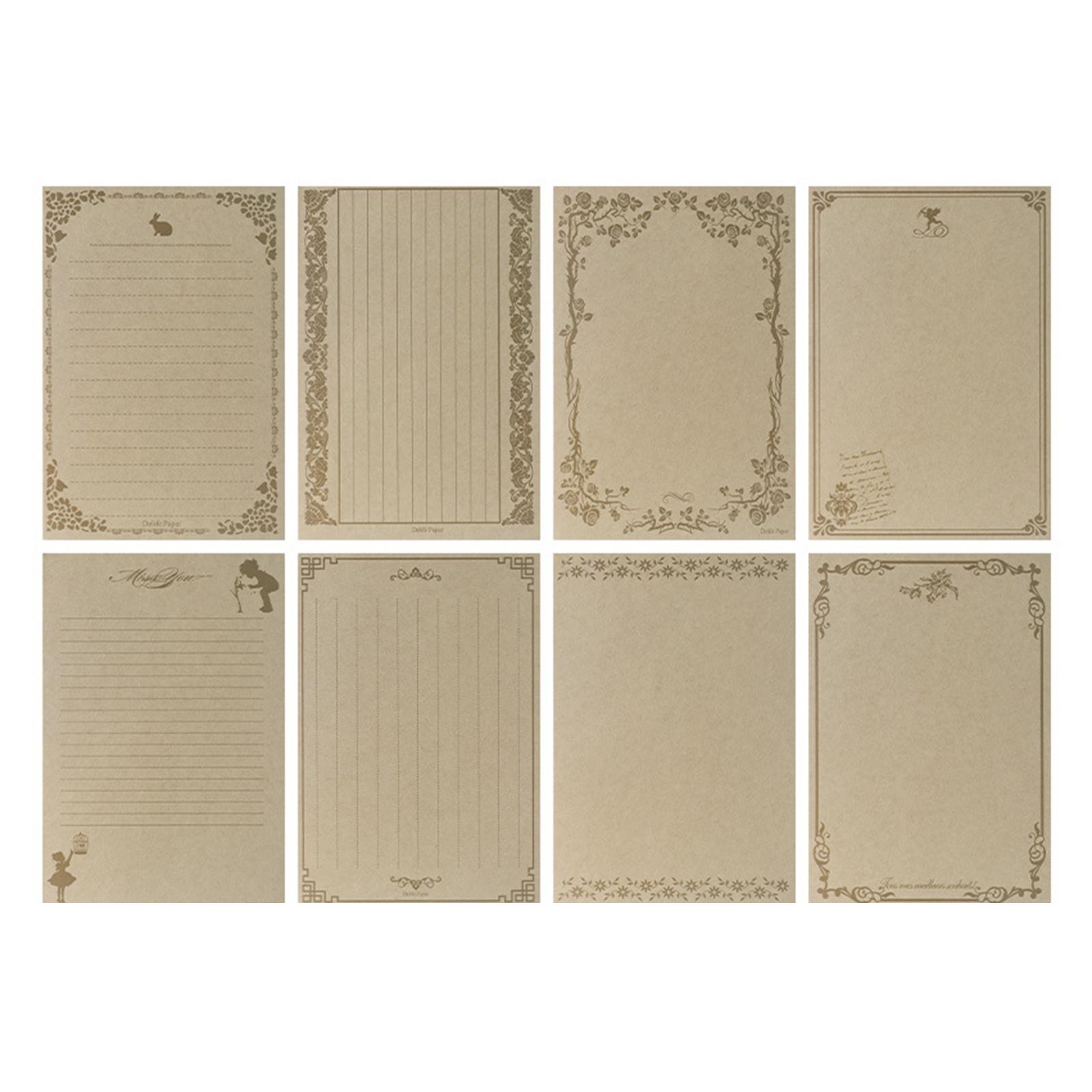 

8 листов A5 Винтажная пустая крафт-бумага для писем Ретро-писчая бумага A5 Линованная канцелярская бумага Набор канцелярской бумаги для писем 3