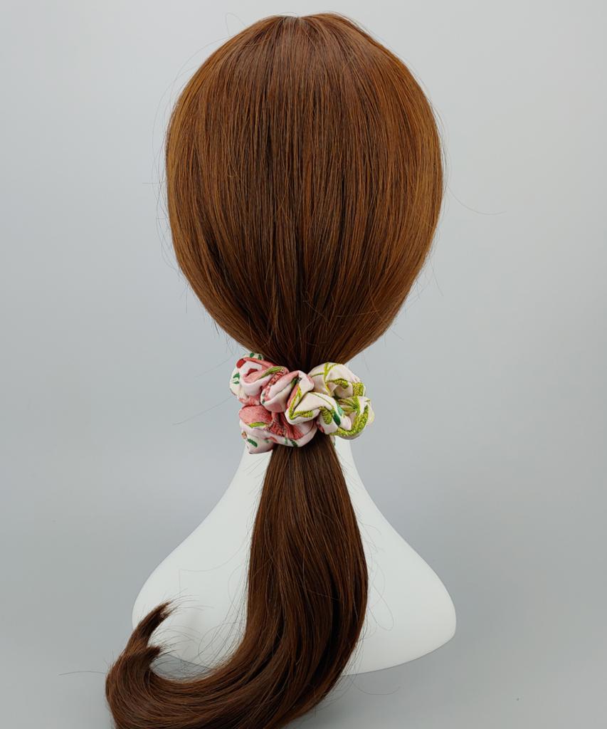 Maia Rose Jacquard Scrunchie - Ivory