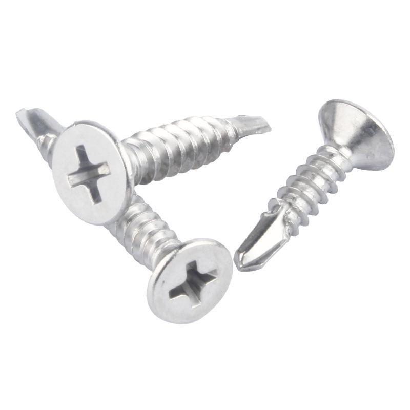 410 Stainless Steel Cross Countersunk Head Self-Tapping Screws, M2.9-M4.2, Flat Head, Self-Drilling, Swallowtail.