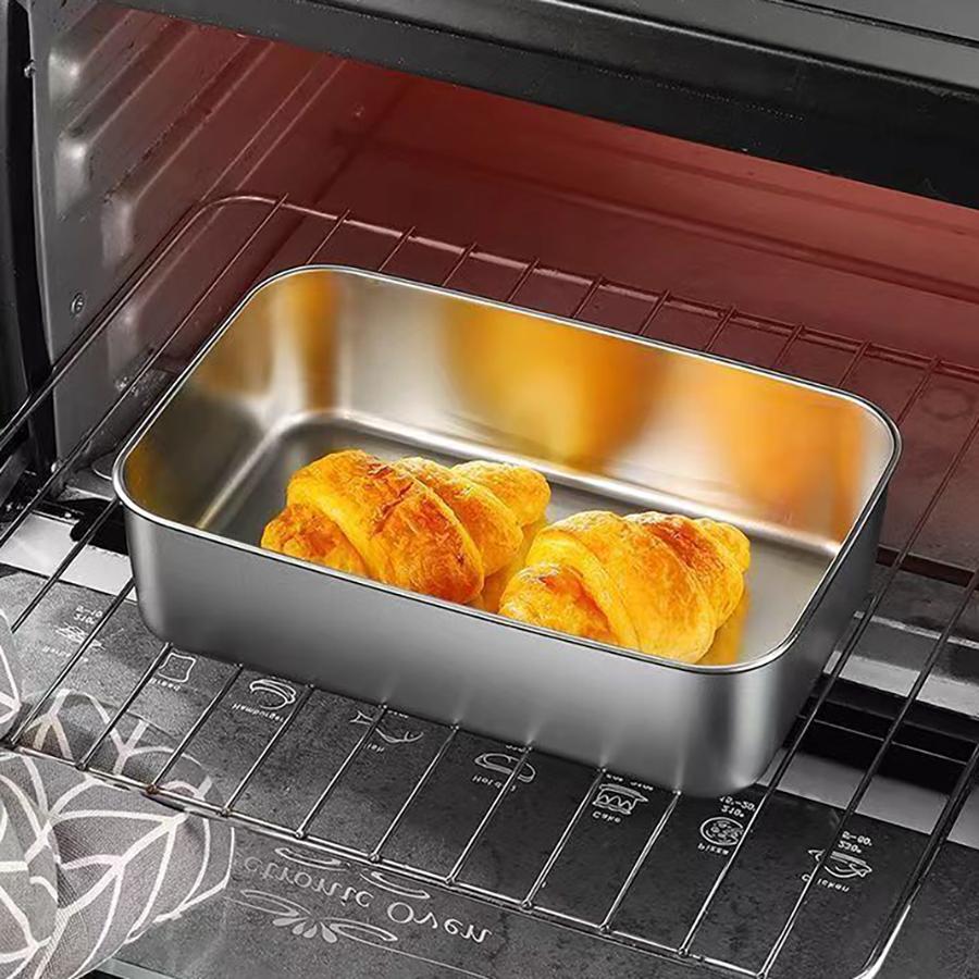 Stainless Steel Food Containers Rectangle Food Storage Box Set of 4 Leak Proof Clear Plastic Lid Airtight Meat Storage Container