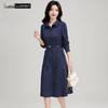 LUDIan Women's Printed A-Line Long Sleeve Dress