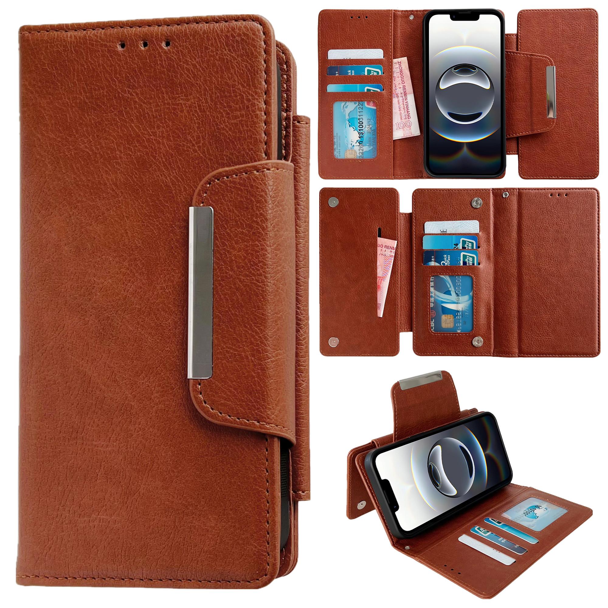 

For iPhone 16e Case Detachable 2-in-1 Magnetic Closure PU Leather Wallet Phone Case D