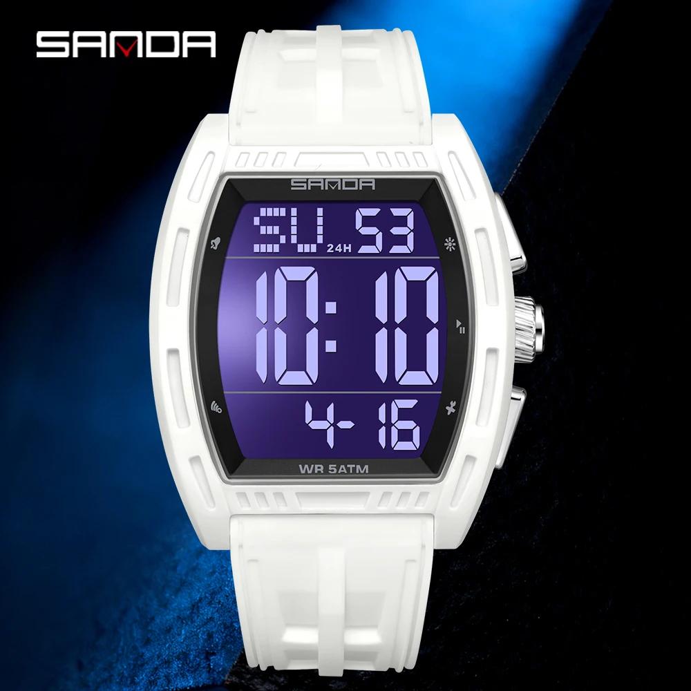 SANDA Fashion Electronic Watches for Man Multifunction Alarm Clock Luminous Calendar Chronograph Student Digital Wristwatch