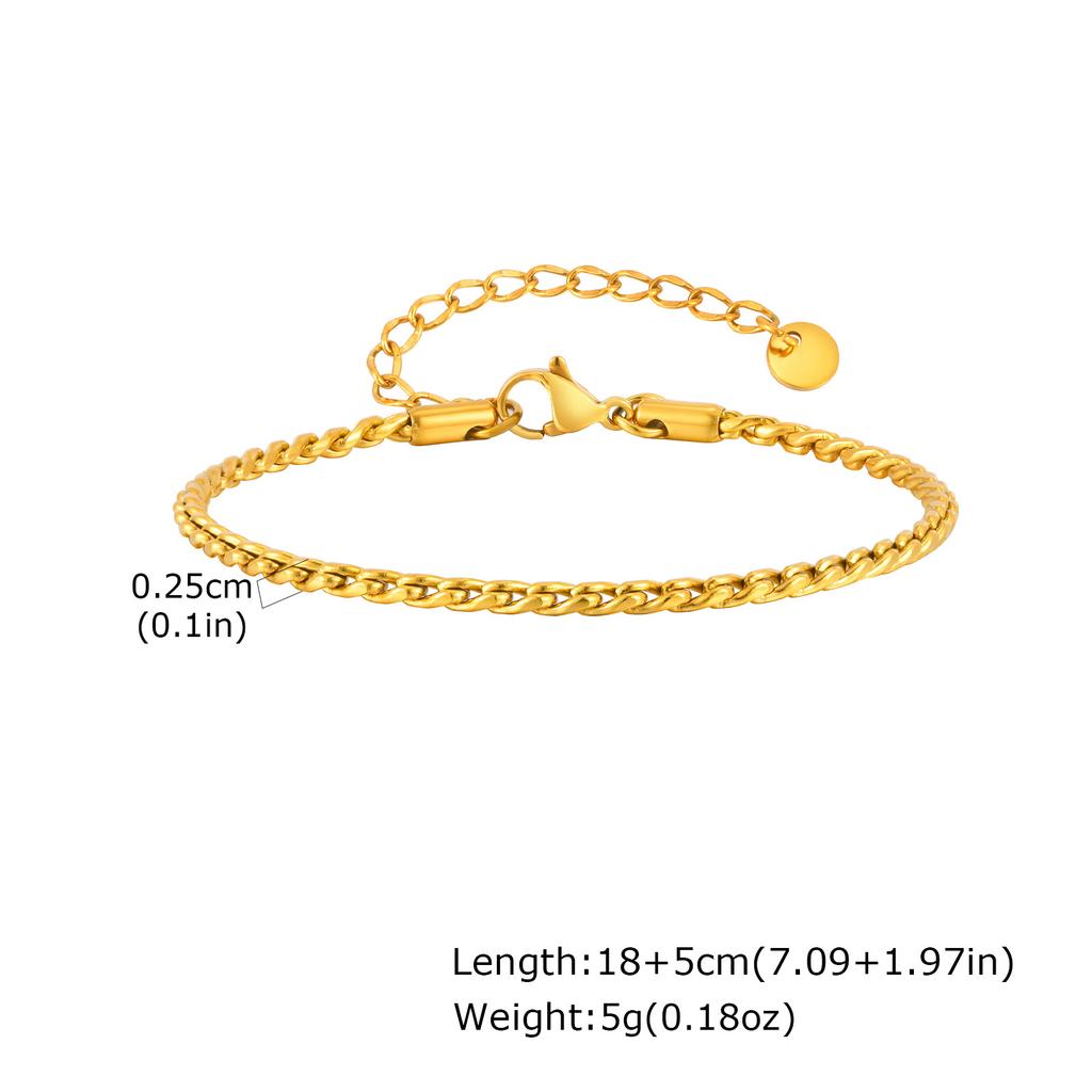 Thin Men Snake Link Chain Bracelets,Punk Twisted Stainless Steel Glossy Chain Bracelet,Classtic Adjustable Jewelry