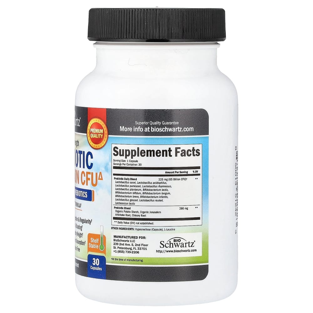 BioSchwartz Extra Strength Probiotic 65 Billion CFU Capsules, 30 Count