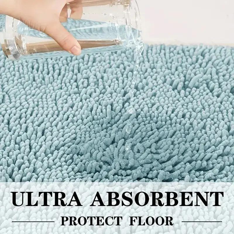 1pz 40*60cm Tappetino da Bagno Blu Morbido e Assorbente in Chenille - Antiscivolo e Asciugatura Rapida Tappeto per Doccia per Bagno di Casa - Lavabile in Lavatrice