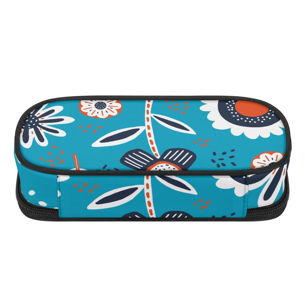 Pencil Bag Organized Storage Zipper Closure Wear Resistant Polyester with Main Compartment Mesh Pocket and Pen Slots for Students