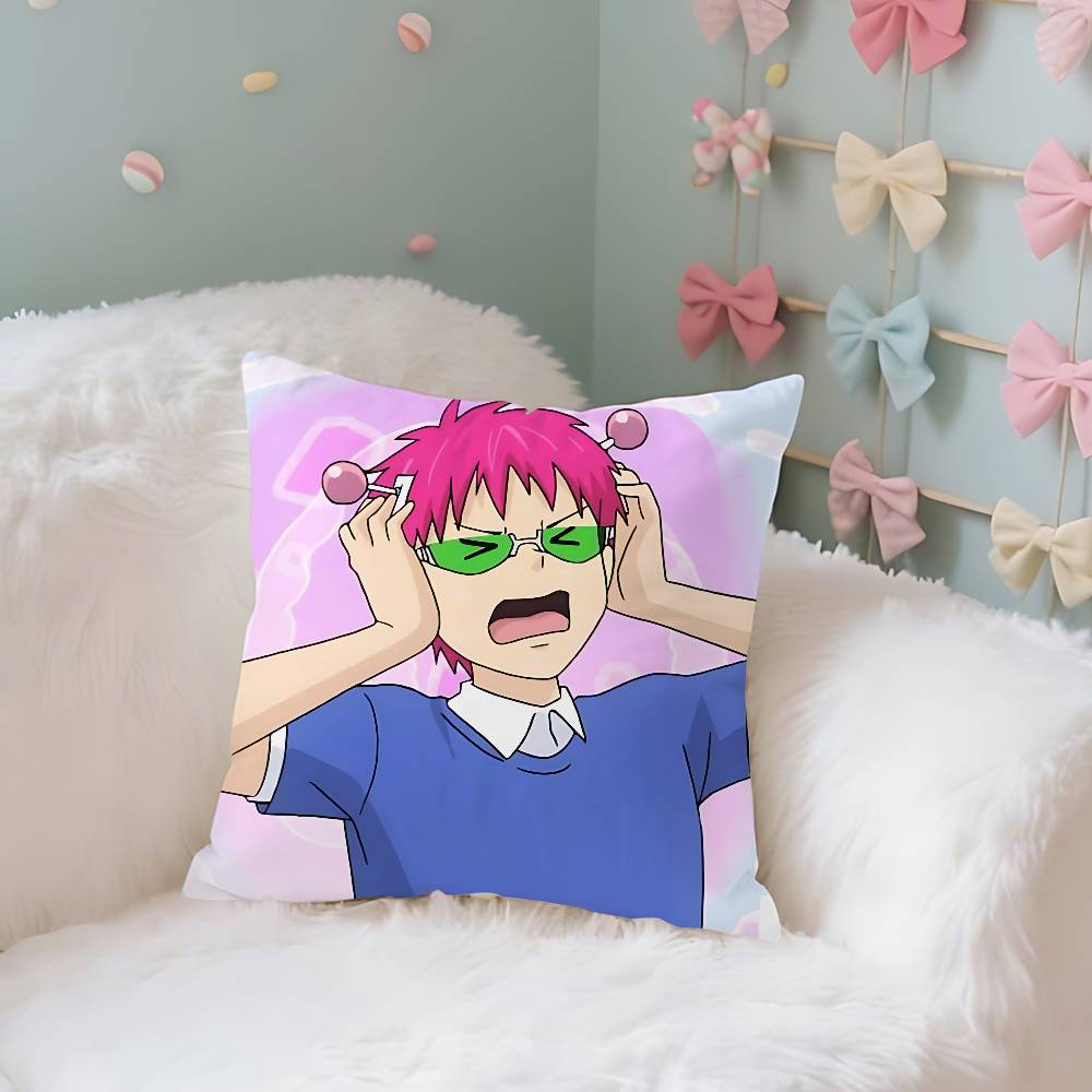 Cute S-Saiki K Throw Pillow Covers Pattern Cushion Cover Suitable For Sofa Bedroom Car Pillow Cover