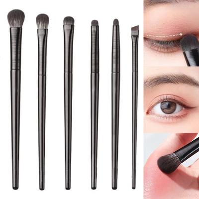 6pcs Black Eye Makeup Brushes Set Professional Contouring Eyeshadow Eyeliner Brush Portable Blending Facial Beauty Cosmetic Tool