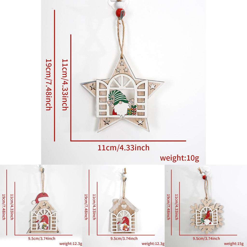 Adorable Wooden Christmas Tree Ornaments With Santa And Snow House Design
