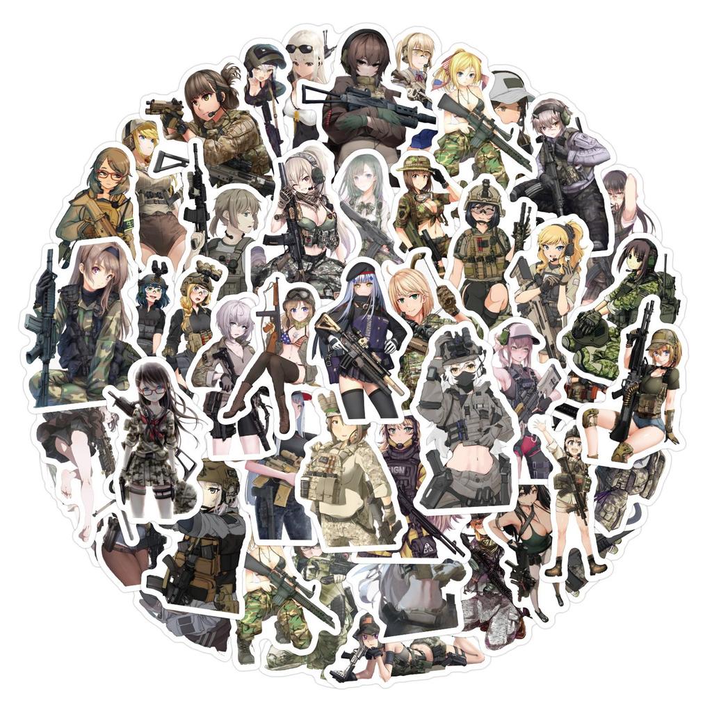 60 Personalized Anime Girl Military Style Graffiti Stickers for Water Bottles & Luggage 
