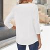 Women's Fashionable Casual Solid-color 3/4 Sleeved Pullover T-shirt Top
