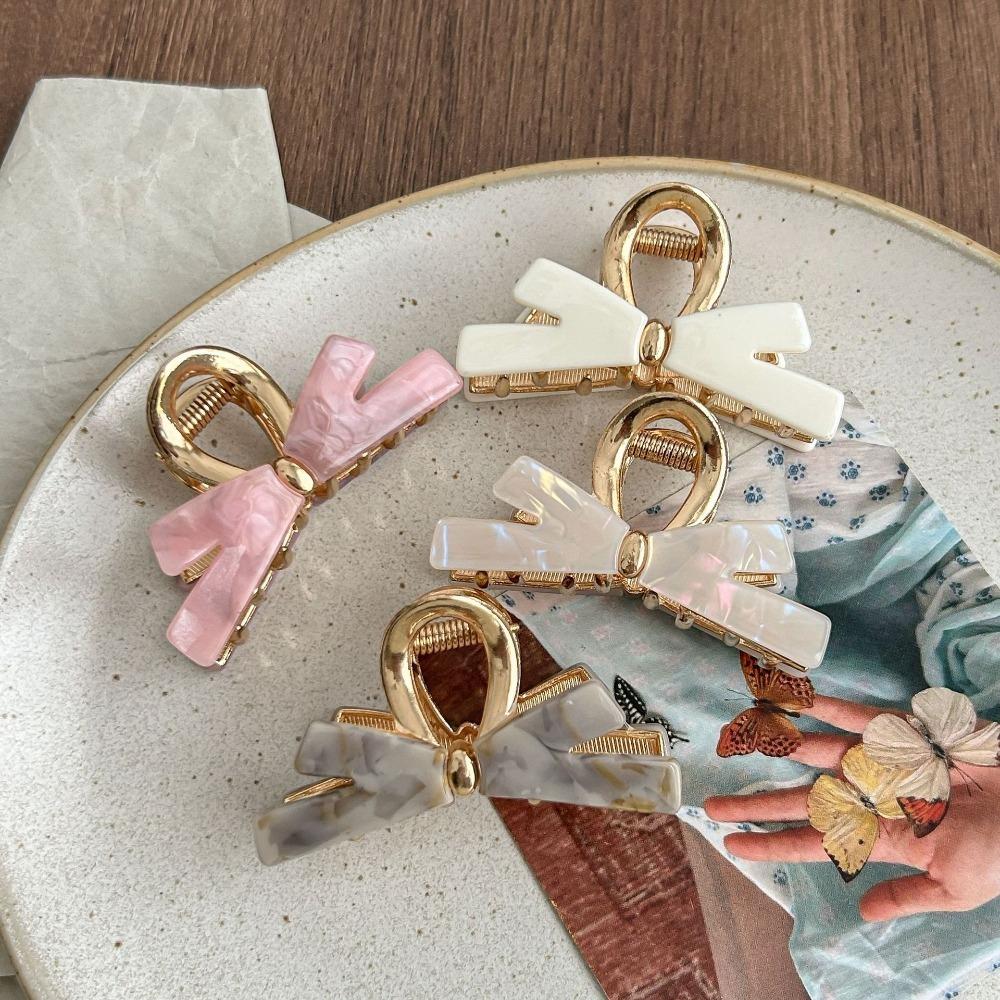 Geometry Bow Hair Claw Colorful Hair Grab Clip Retro Acetate Shark Clip Travel