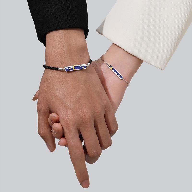 Original Star and Moon Companion Couple Bracelet, A Pair of Long-distance Love Commemorative Gifts, Small Fresh Couple Bracelet
