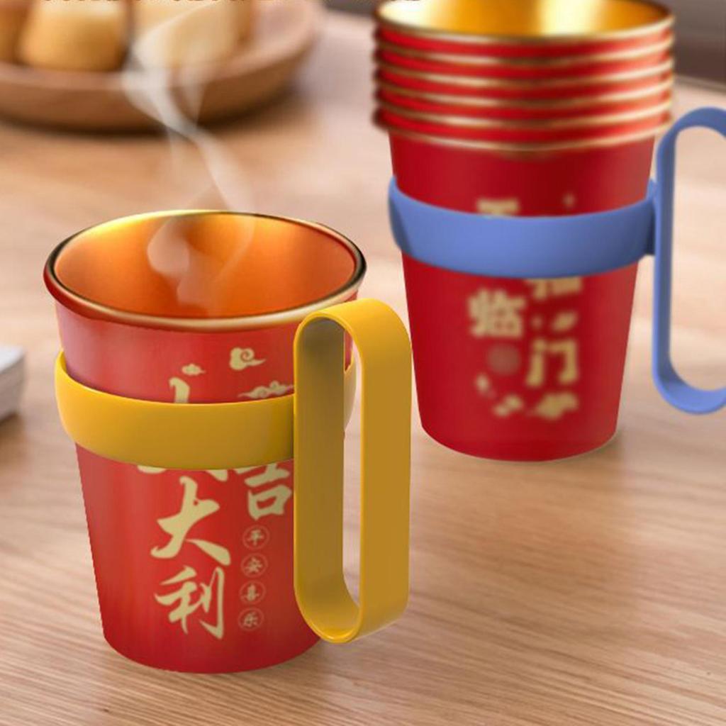 10pcs Anti-Scald Insulated Cup Holder Heat Resistant Removable Tea Cup Sleeve Plastic Paper Cup Stand Kitchen Accessories