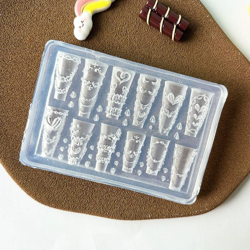 Moule Acrylique 3D Gâteau Crème Jupe Nœud Ruban Décorations Nail Art Design DIY Modèle Moule Silicone Nail Art Pour Charms Ongles