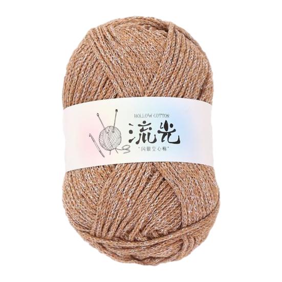 1.5MM Glitter Hollow Cotton Yarn Soft Thick Crocheting Knitting Yarn Handmade Crafts Pure Color Crochet Thread Skeins Beginners Knitting Lovers Gift