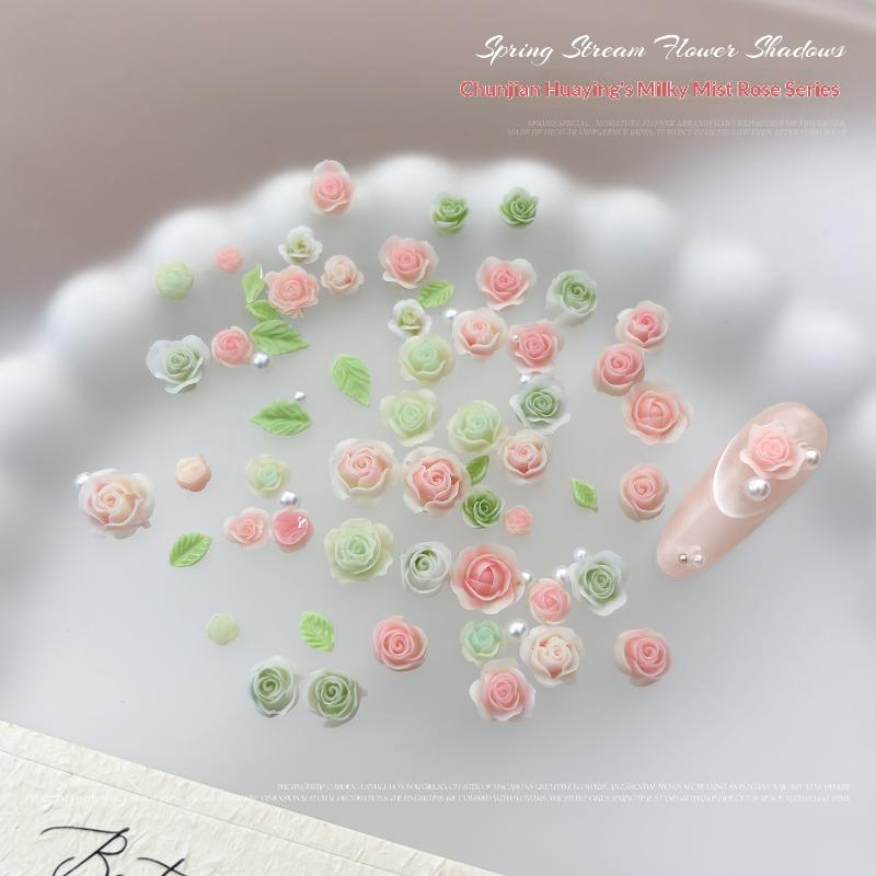 40Pcs Resin Mixed Rose Nail Art Charms Colorful Nail Art Decoration Mini Nail Charms Nail  Accessories