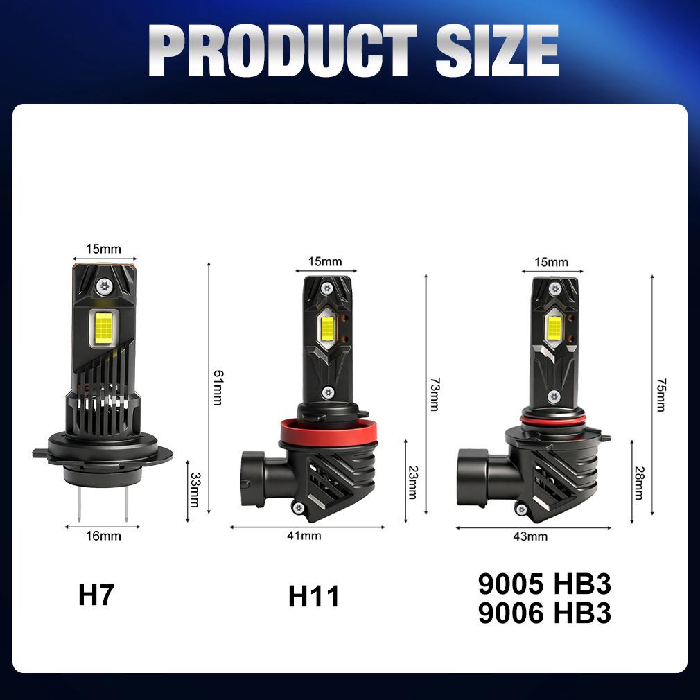 2Pcs 40000LM H7 LED Headlight Bulbs Mini Turbo H11 LED H8 9005 HB3 9006 HB4 100W Car Fog Light Hi/lo Beam Headlamp Auto Plug&Play Lamp 6500K White