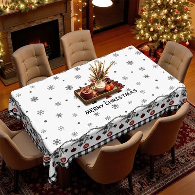 Christmas Round Tablecloth, Snowflake Christmas Tree Print, Dining Table Coffee Table Tv Cabinet Cover, Oil-Proof, Waterproof And Leave-In.