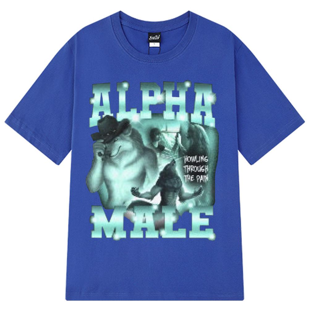 Alpha Male Funny Wolf Graphic T-shirt Men Women Fashion Design Short Sleeve T-shirts Cotton Casual Oversized T Shirt Tops