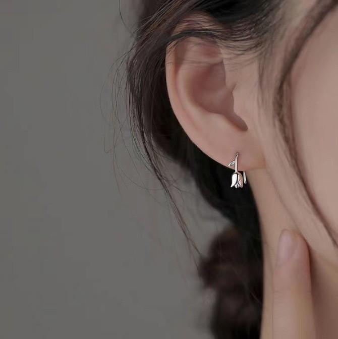 Elegant Tulip Flower Earrings: Light Luxury, Forest Style Ear Hooks
