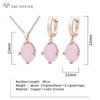 Fashion Oval Pink Cubic Zirconia Drop Earrings Pendant Necklace Jewelry Sets For Women Girl Elegant