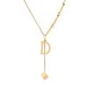 18K Gold Plated Titanium Steel D Letter Pendant Necklace - Trendy, Simple, Short Style for Women.