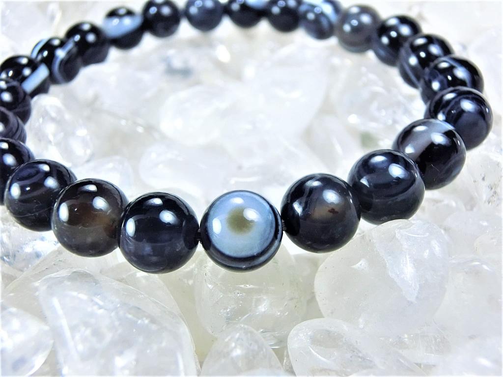 Kanaishi for warding off evil and fulfilling 8mm Tibetan Eye Eye Bracelet for Men and Women AAA Crushed Large Approximately 17cm Size for [Amulet