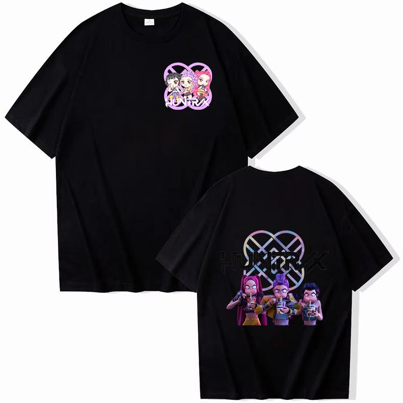 Kpop Demon Hunters Fashion T-shirts for Men Women Cartoon Printed Short Sleeved Shirt Couple Summer Hip Hop T-shirt Gifts