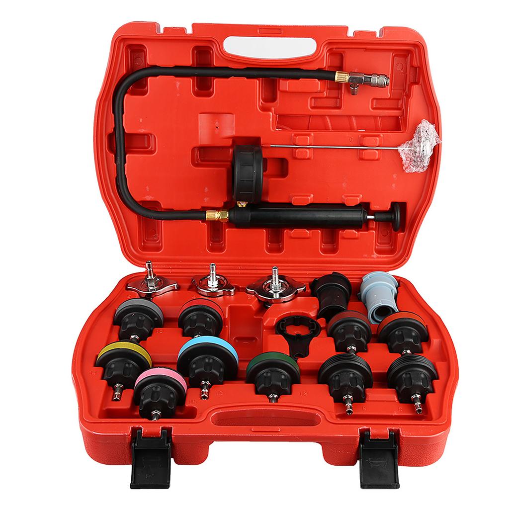 18pcs Universal Car Water Tank Leak Tester Cooling System Detector Tool Kit