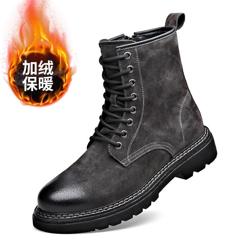 

Новые кожаные ботинки цвета ревеня, модные, 100% фэшн, высокие ботинки Мартин с боковой молнией, повседневные универсальные ботинки на шнуровке в стиле милитари, мужские ботинки 44