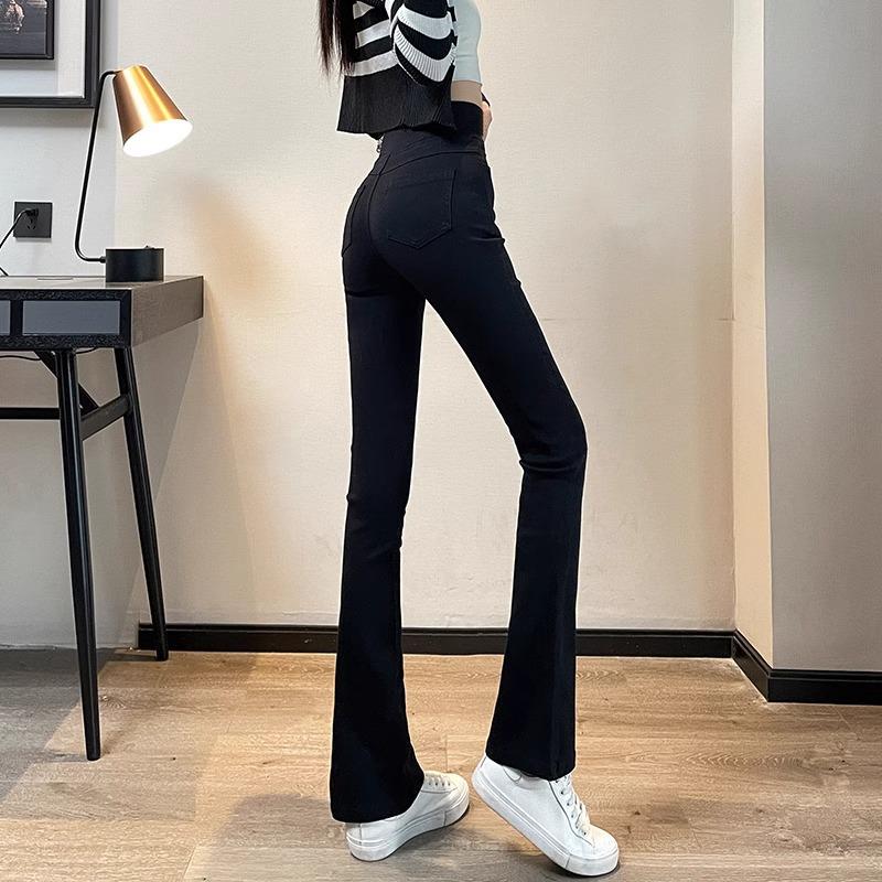 Women's Summer 2024 Slimming Elastic Flare Pants - Casual Nine-Point Long Pants for Spring & Autumn