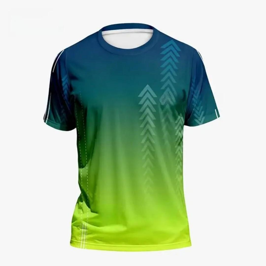 

Лето 2025 новый мужской спортивный T-shirt Быстросохнущий высокий 3D градиентный с коротким рукавом T-shirt Тренировка на открытом воздухе тренировка по баскетболу бег S