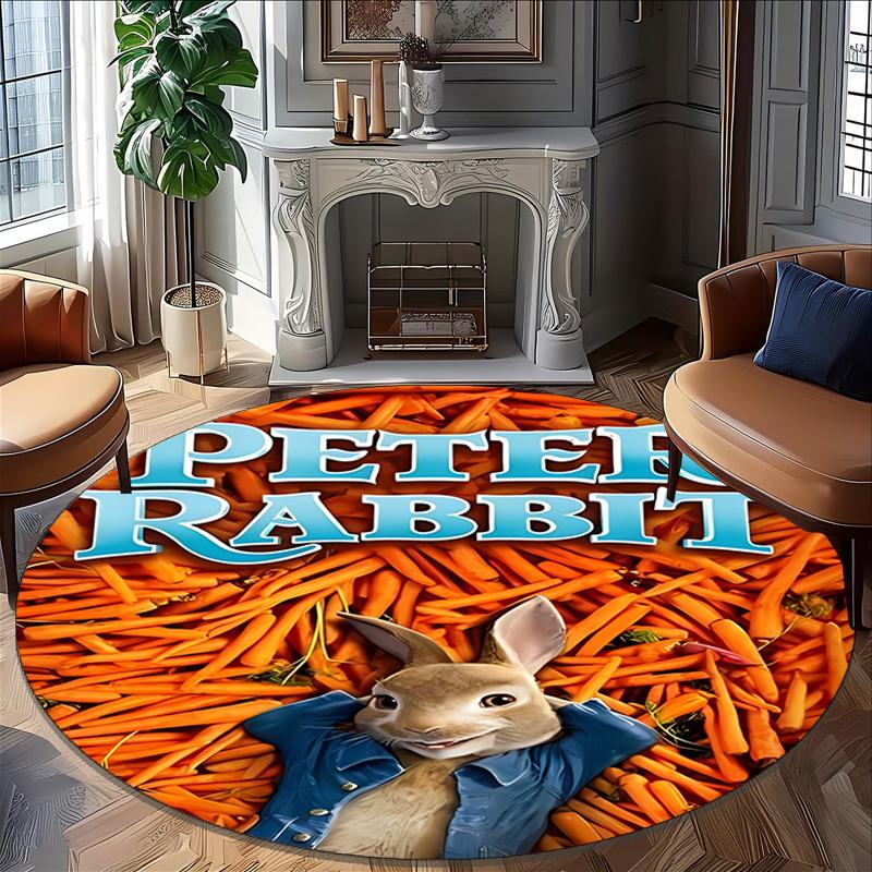 1pc Peter Rabbit1 Print Round Carpet Chair Round Carpet Suitable for Bedroom Living Room Home Decorative Carpet