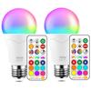 HEKEE LED Light Bulb, E26 Base, Daylight White 5700K, 100W Equivalent, 1200LM, Remote Control, RGB Switchable Bulb (Set of 2)