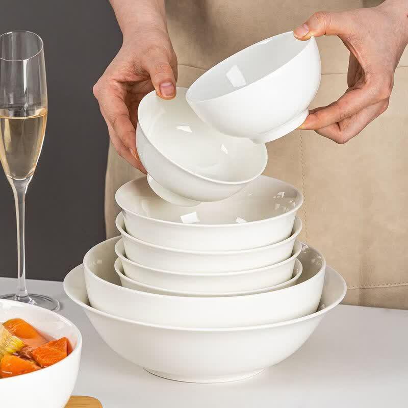 KangFuTao Jingdezhen Pure White Ceramic Dining Bowls
