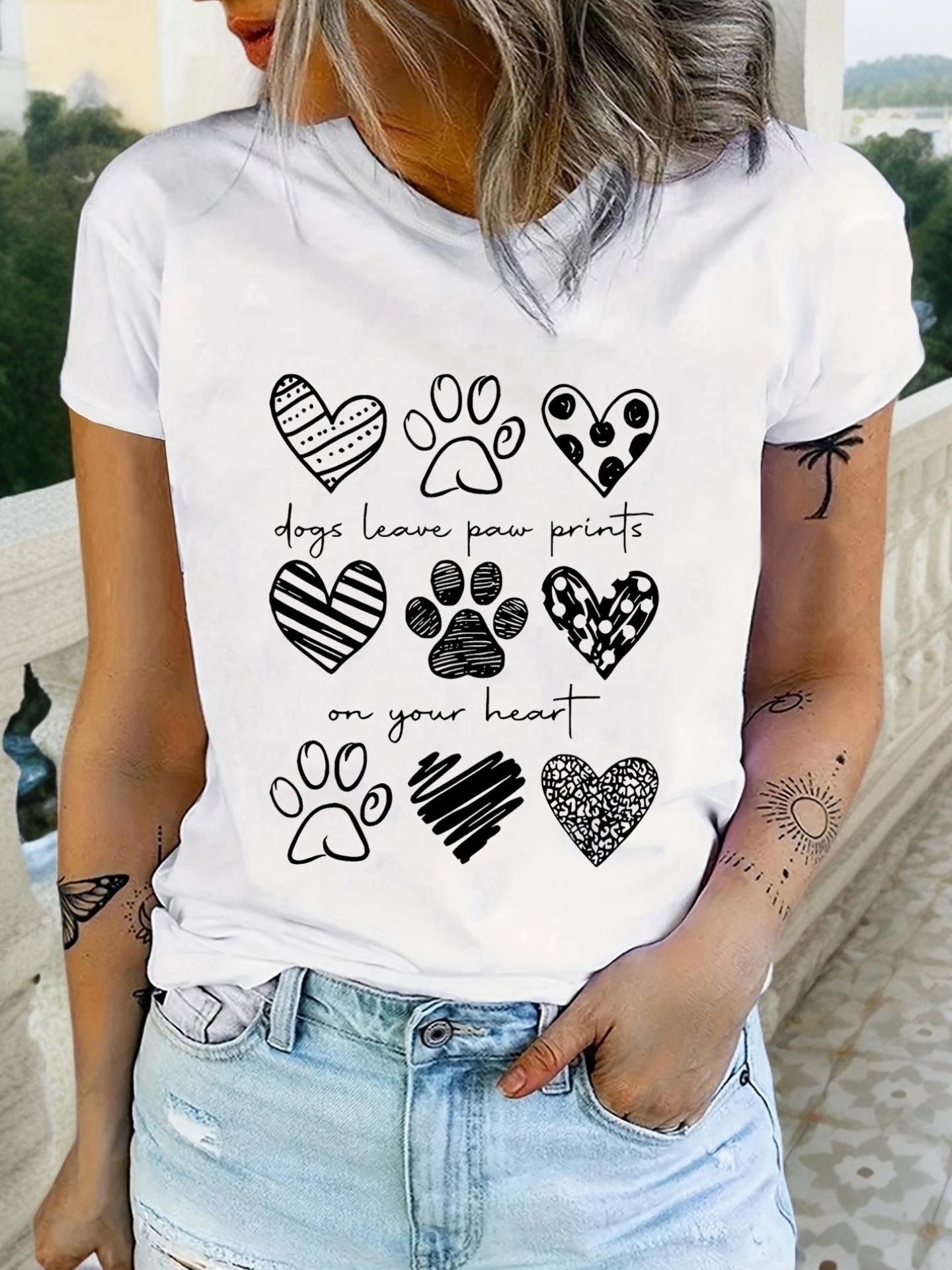 Dog Paw Hearts Graphic T-shirt S