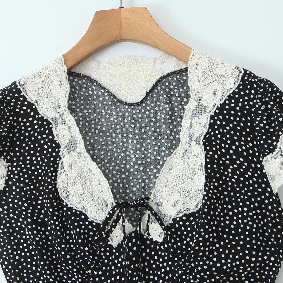 European and American style new women's fashionable French lace polka dot elegant dress