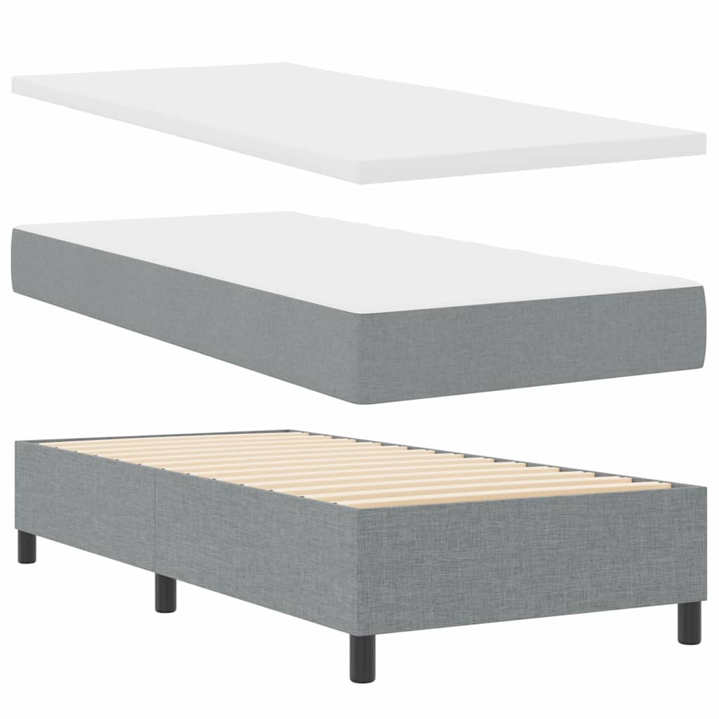 Box Spring Bed with Mattress Light Grey 80 X 200 Cm Fabric