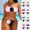 2025 European 3D Floral Camellia Two-Piece Bikini Swimsuit