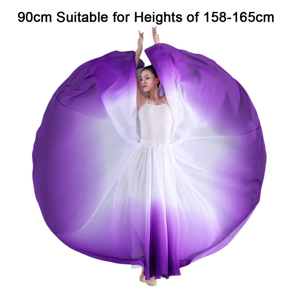 Gradient Color Dance Training Skirt Flowing Chiffon 720 Degree Classical Dance Skirt Big Swing Long Maxi Ballet Skirt