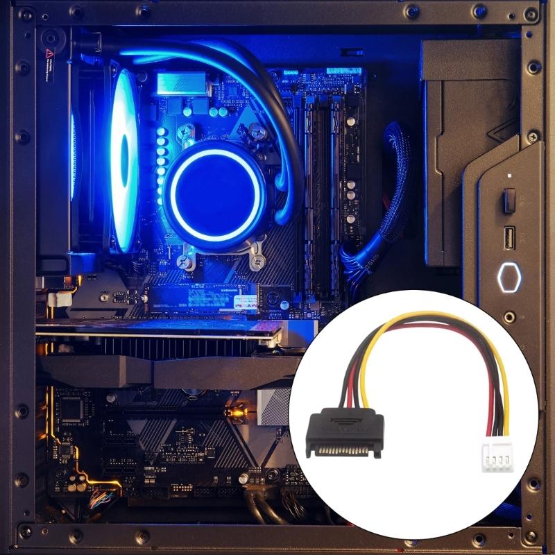 4Pin Female To 15Pin 15Pin Power Cable 15Pin Extension Cord Hard Drive Disk Power Supply Cable Adapter For PC Desktop