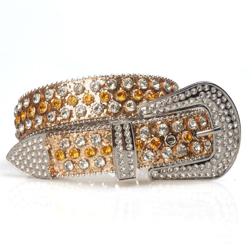 Vintage Rhinestone Sparkly Punk Belt with High-End Pin Buckle