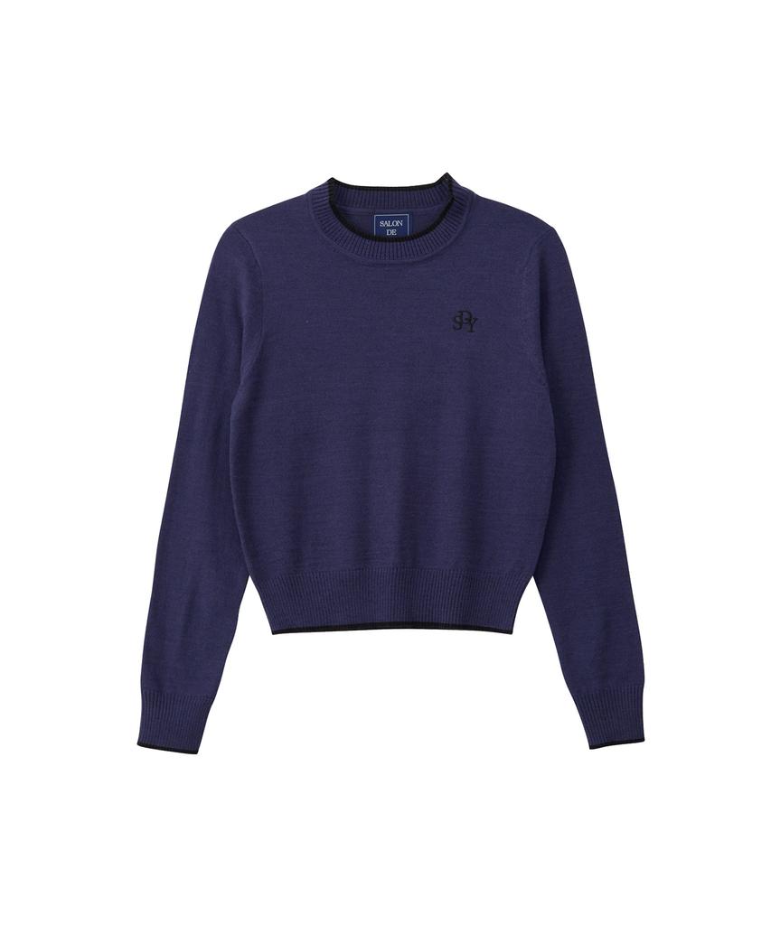 SALON DE YOHN Logo Basic Knit_ Navy