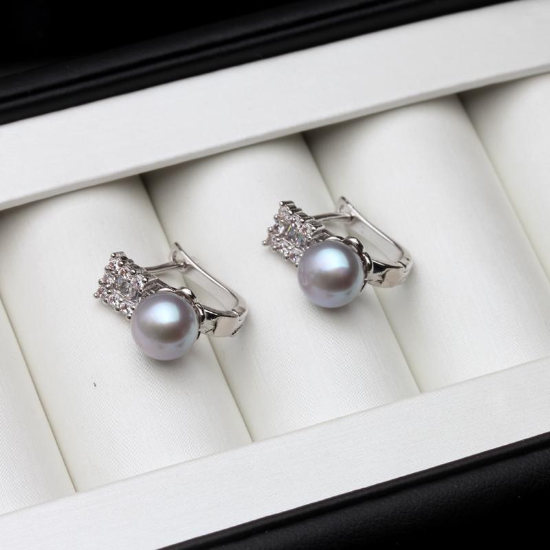 925 Sterling Silve Clip on Earrings Pink,Real Natural Freshwater Black Pearl Earrings for Women Wife Mother Birthday Gift White