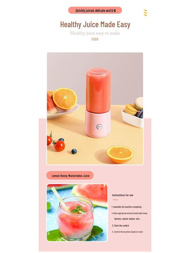 Tragbarer Multifunktionaler Elektrischer Entsafterbecher - Ideal für Studentenwohnheime und Reisen