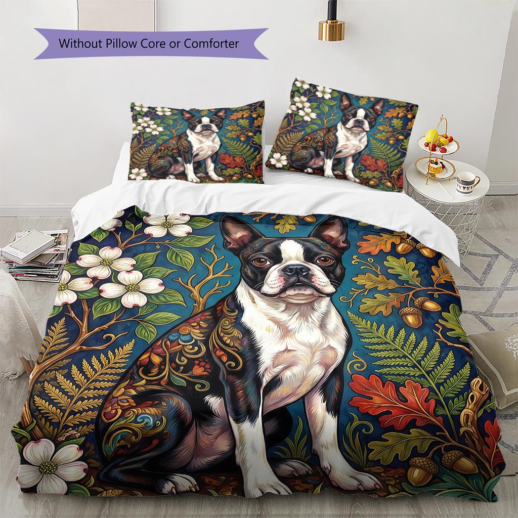Floral Art Animals Pattern Bedding,Quilt Set Quilt Cover Pillowcase Home Birthday Gift (1 * Duvet Cover + 2 * Pillowcase, Without Core)