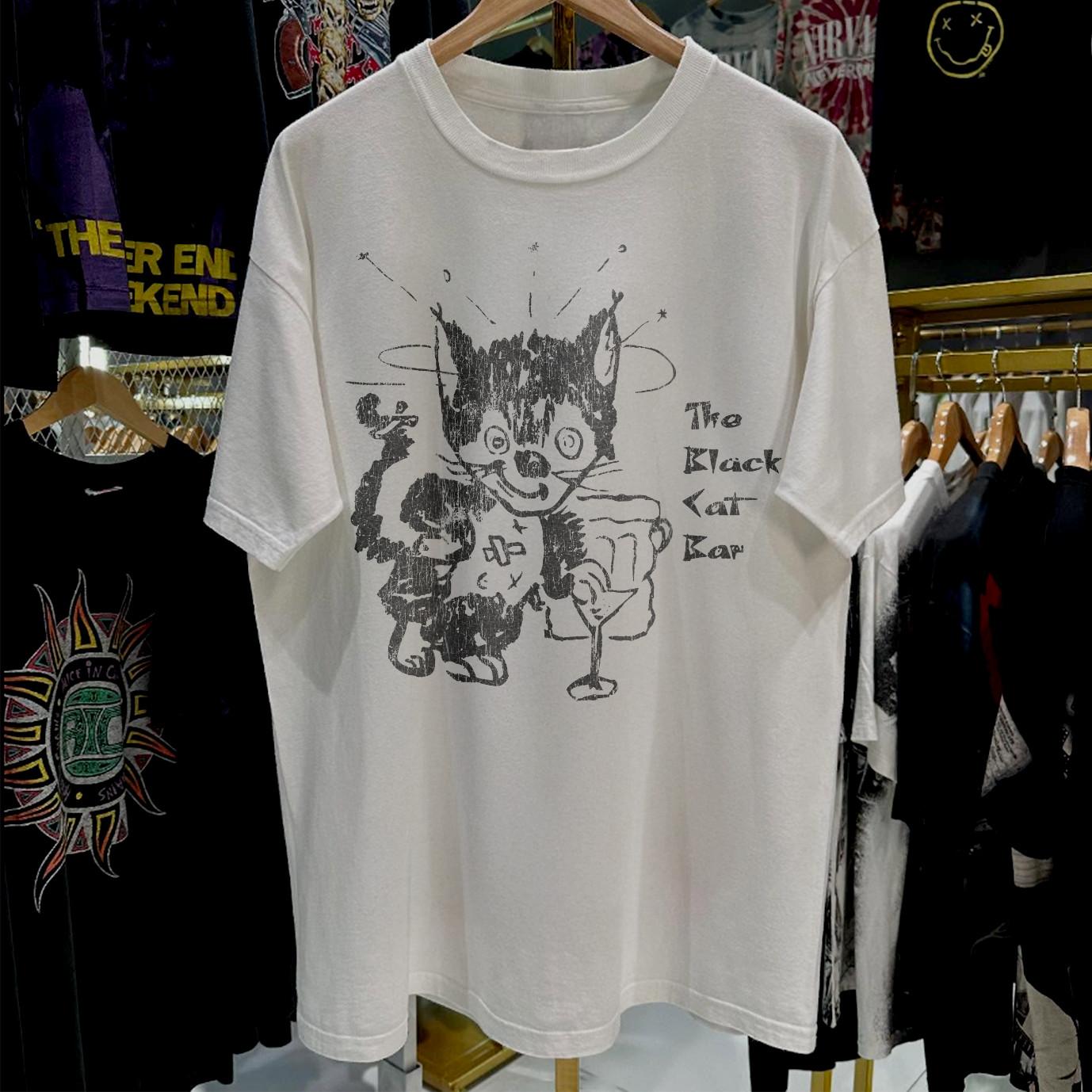 The Cat Bar Aged T-Shirt White M M